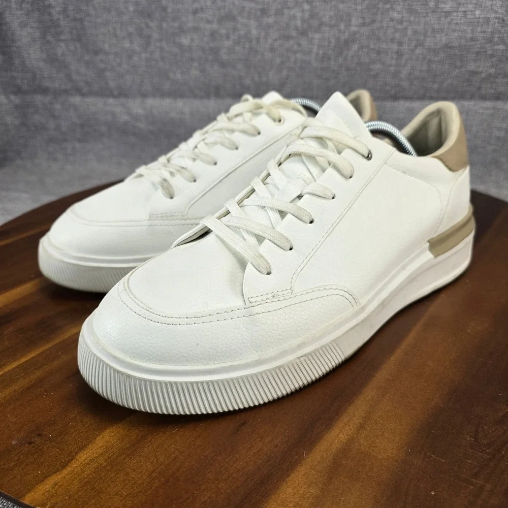 Zara Mens Low Top Sneakers White Tan Minimalist Lace Up 2201/921/001 EU 43 US 10